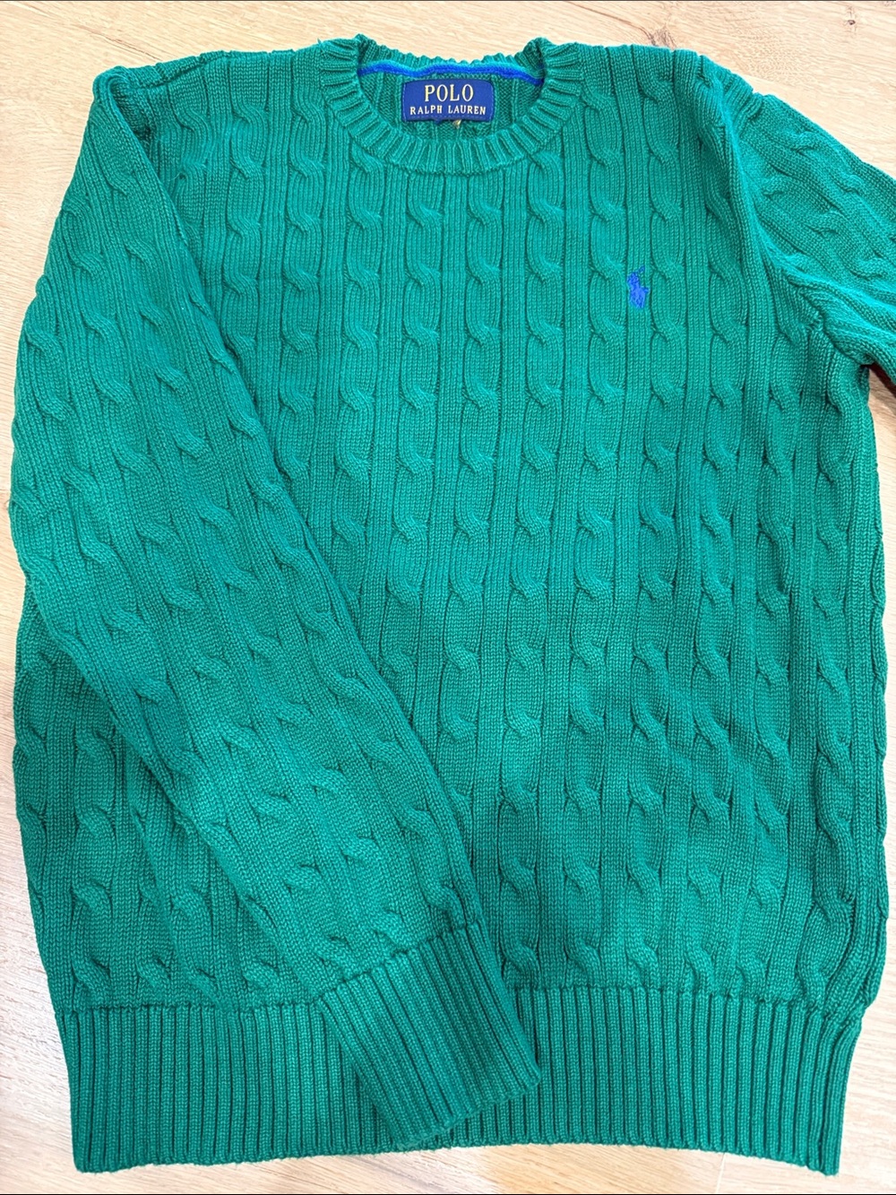 Polo by Ralph Lauren Green Cable Knit Crewneck Sweater